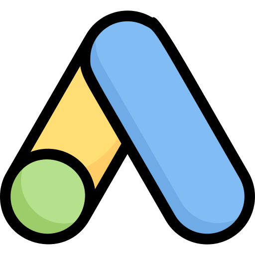 Google Ads logo – digital advertising platform icon with green circle, yellow triangle, and blue bar.